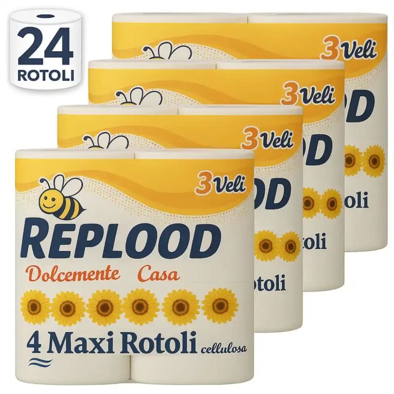 foto del prodotto 24 rotoli carta igienica 3 veli 12000 strappi total pura cellulosa made in italy
