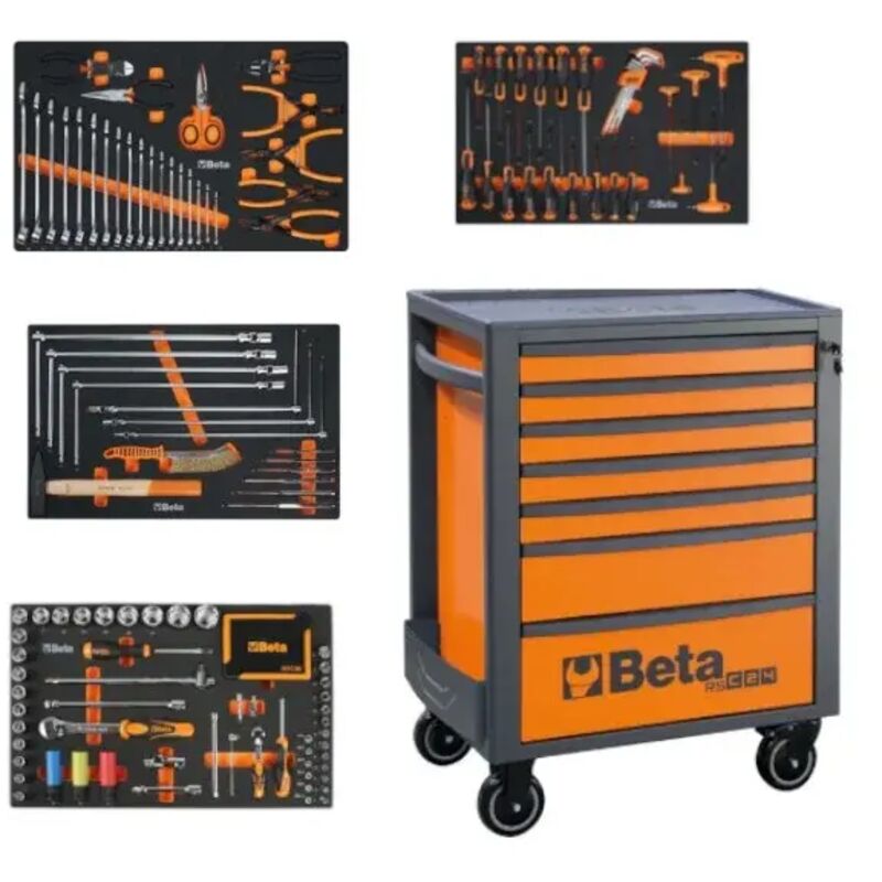 foto del prodotto 2400 rsc24 7 vas cassettiera mobile con assortimento di utensili 223 pz. beta