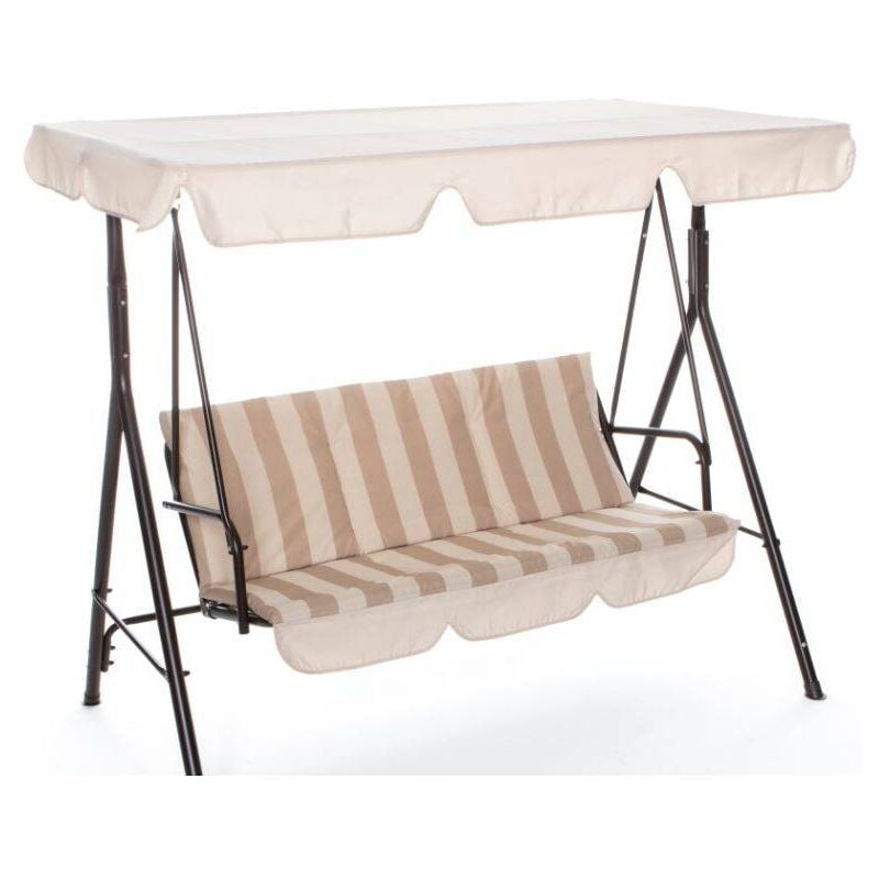 foto del prodotto dondolo tre posti 170x110x153 cm beige con struttura in ferro sicilia