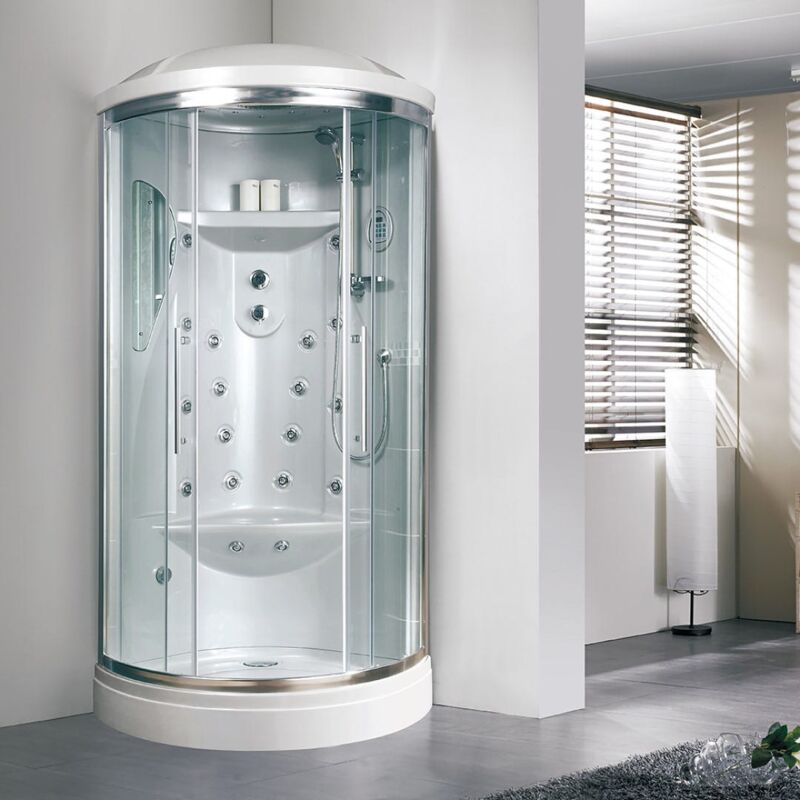 foto del prodotto kiamami valentina cabina doccia idromassaggio e bagno turco 90 tonda iride