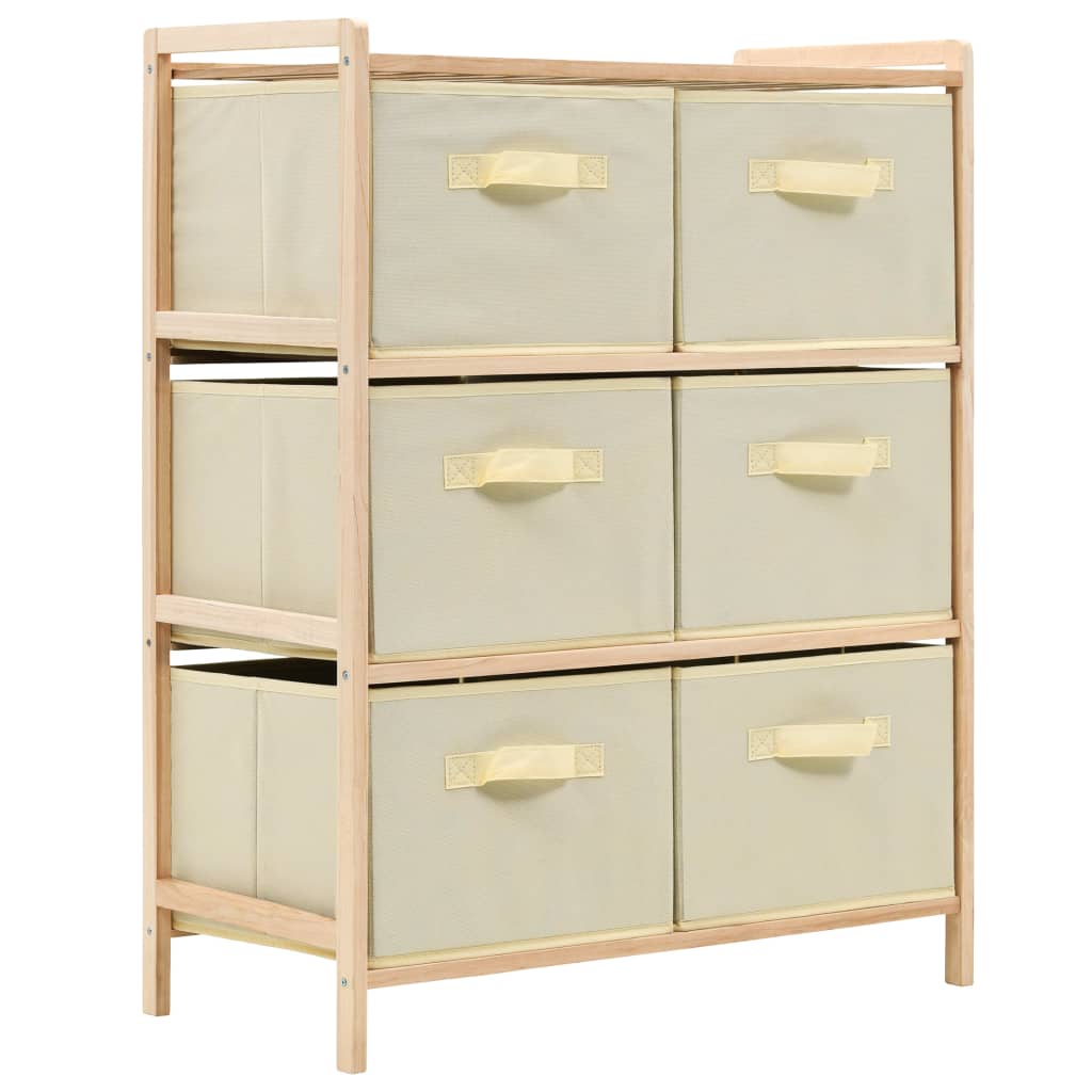 foto del prodotto 246439 storage rack with 6 fabric baskets cedar wood beige cod mxl 49618