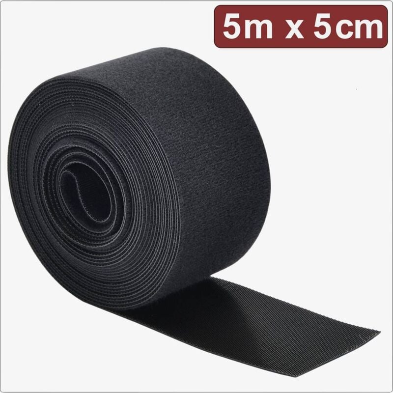 immagine 0 del prodotto 24ca310 nastro a strappo per raggruppare lato morbido e lato rigido l x l 5 m x 5 cm nero 5 m quadrios