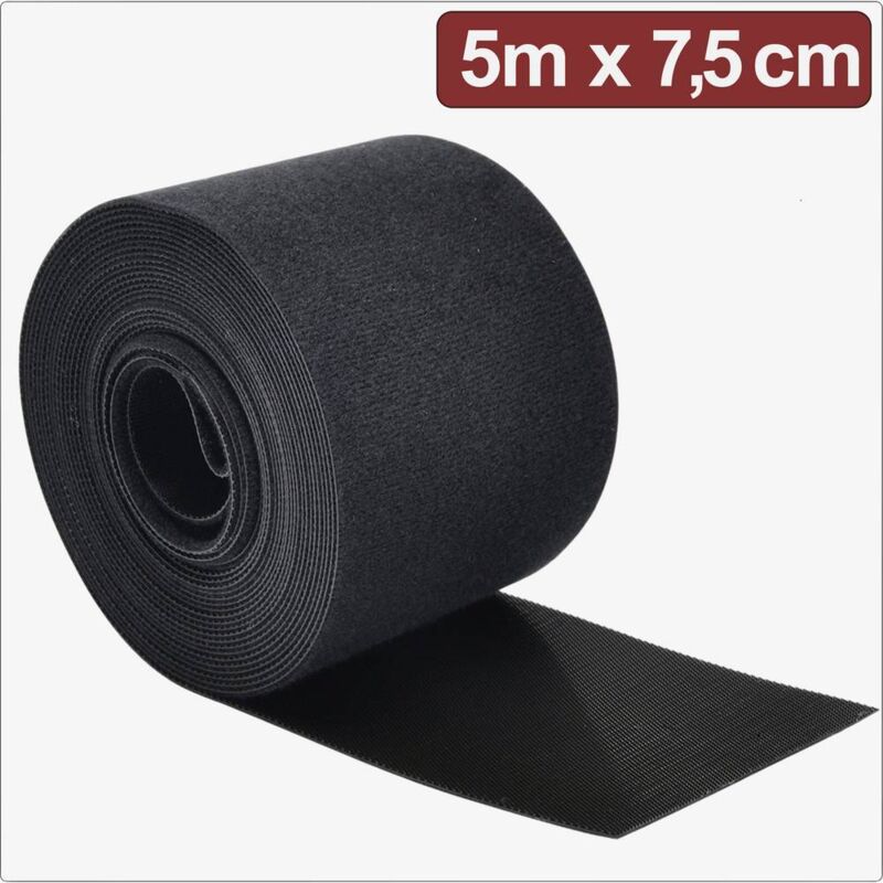 foto del prodotto 24ca311 nastro a strappo per raggruppare lato morbido e lato rigido l x l 5 m x 7.5 cm nero 5 m quadrios
