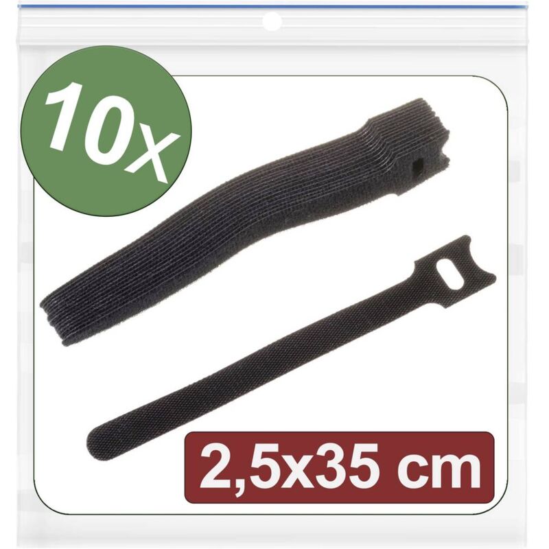 foto del prodotto 24ca318 fascette a strappo per raggruppare lato morbido e lato rigido l x l 350 mm x 25 mm nero 10 pz. quadrios