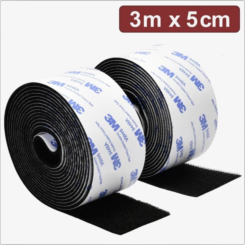 foto del prodotto 24ca322 nastro a strappo da incollare lato morbido e lato rigido l x l 3 m x 5 cm nero 3 m quadrios