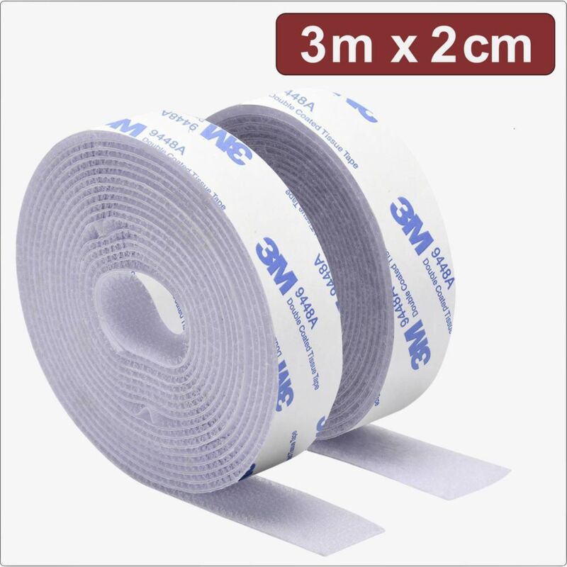 foto del prodotto 24ca323 nastro a strappo da incollare lato morbido e lato rigido (l x l) 3 m x 2 cm bianco 3 m - quadrios