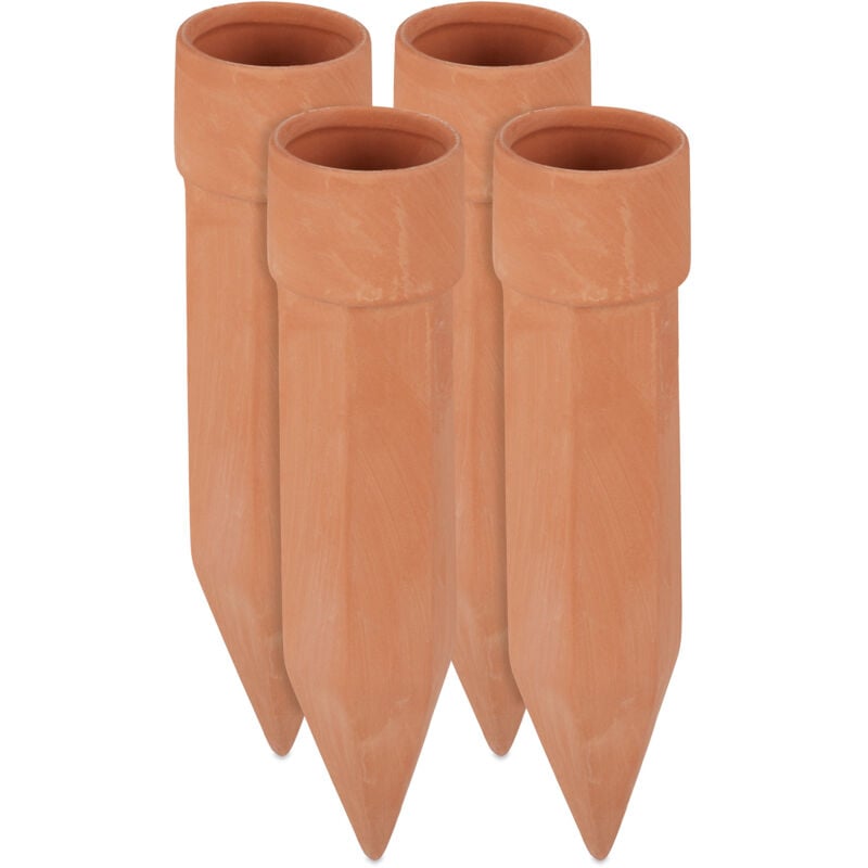 foto del prodotto 24x coni irrigatori per piante, irrigazione a goccia, bottiglia innaffiatoio 1,5 l hxd 19x4,5 cm, terracotta