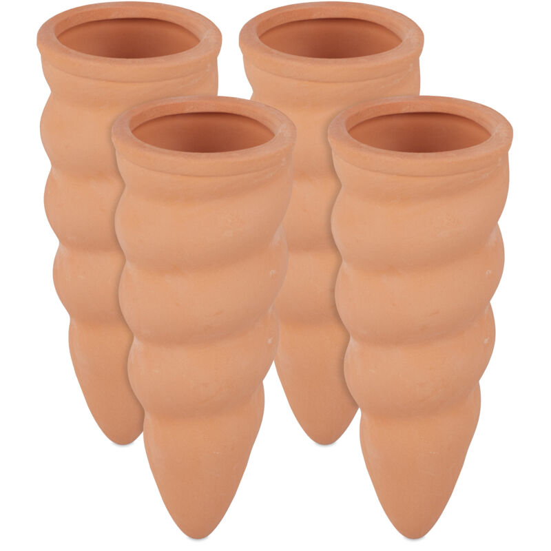 foto del prodotto 24x coni irrigatori per piante, irrigazione a goccia bottiglia per piante, 1,5 l hxd 11,5x4,5 cm, terracotta