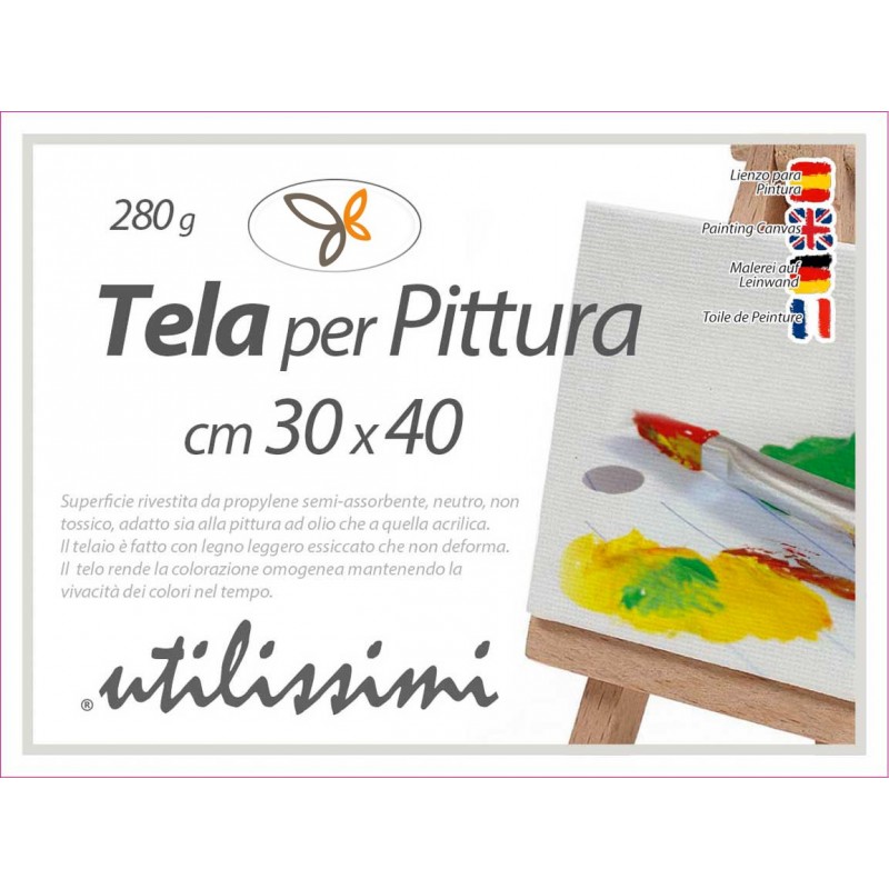 foto del prodotto 24x tela per pittura con telaio quadro cm 30 x 40 gr 280