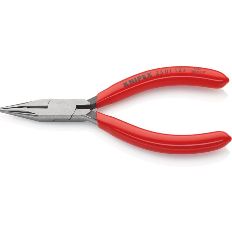 foto del prodotto 25 01 125 pinza per meccanica con becchi mezzotondi con tronchese pinza per radiotecnici rivestiti in resina sintetica bonderizzata nera 125 mm