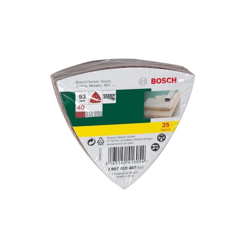 foto del prodotto 25 fogli per levigatrice delta grana 40 93mm bosch