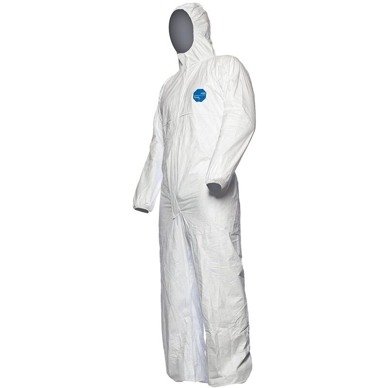 foto del prodotto 25 pezzi. dupont tyvek 500 xpert tuta protettiva agenti chimici con cappuccio, categoria iii, tipo 5 b e 6 b, resistente e leggera, xl, bianco, 25