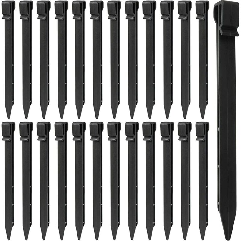 foto del prodotto 25 picchetti da terra in plastica, picchetti da 25 cm per bordatura del paesaggio, picchetti per tende resistenti, picchetti di ancoraggio per tende,