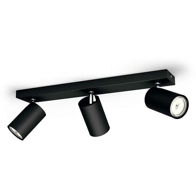 foto del prodotto kosipo faretto 3 luci nero in metallo attacco gu10 living philips
