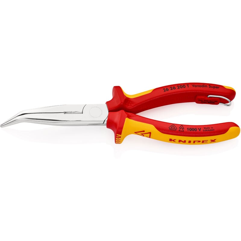 foto del prodotto 26 26 200 t pinza con becchi mezzotondi angolati 40 acciaio al cromo vanadio 200 mm knipex