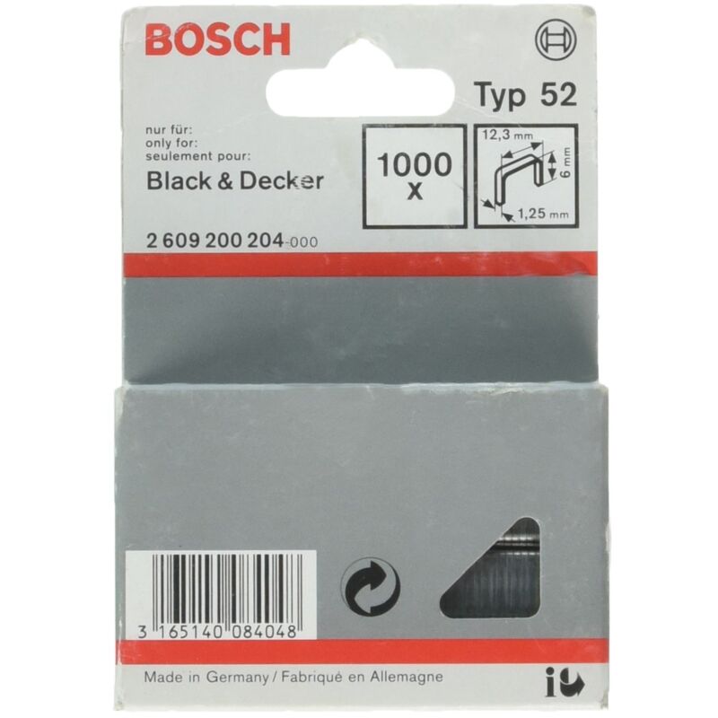 foto del prodotto 2609200204 grapa tipo 52 12,3x 1,25x6mm 1.000 uds bosch