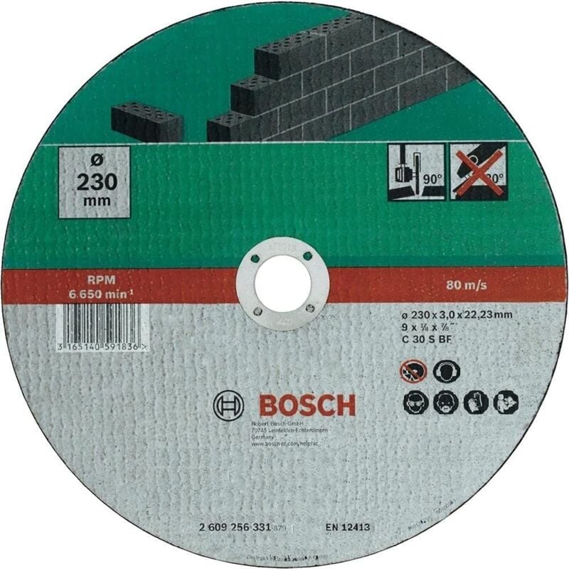 foto del prodotto 2609256331 diy mola da taglio dritta, per pietra, diametro 230 mm x 3 mm bosch