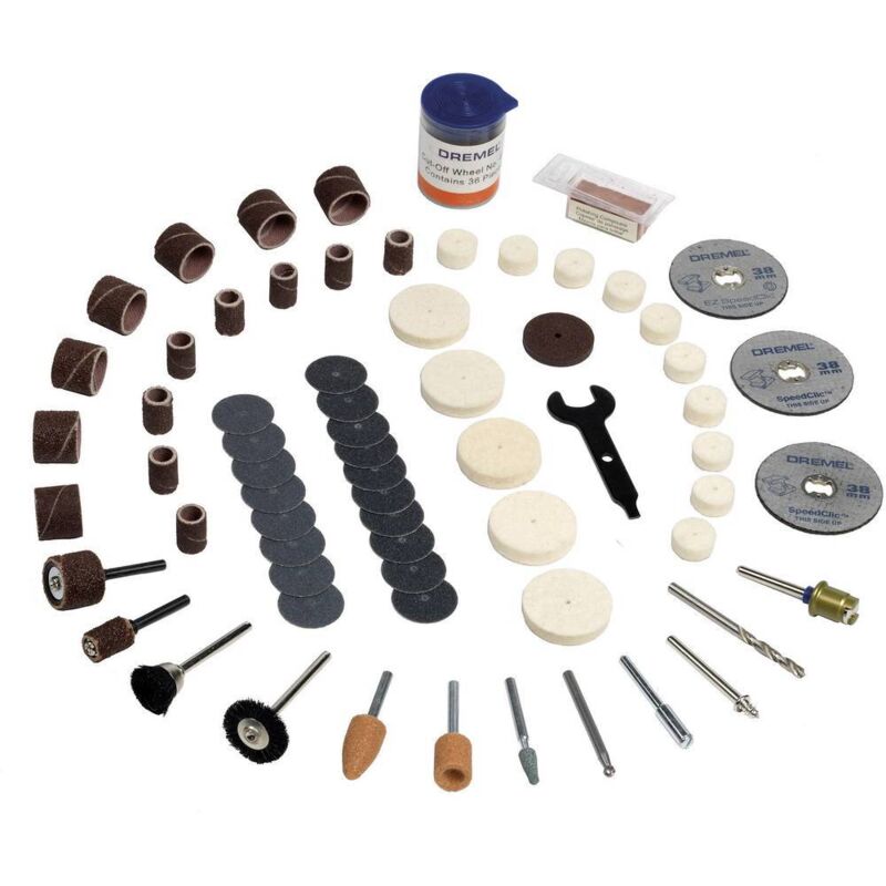 foto del prodotto 2615s723ja set di accessori multiuso da 100 pezzi 723 gambo 3.2 mm 100 pz. dremel
