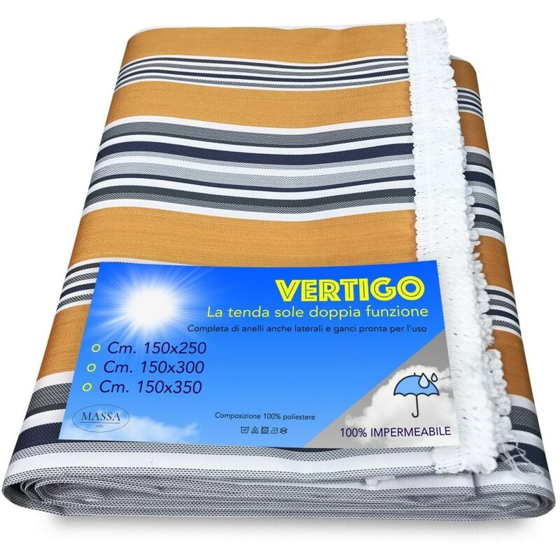 foto del prodotto tex family tenda sole vertigo da esterno giardino balcone righino giallo impermeabile e idrorepellente cm. 150 x 300