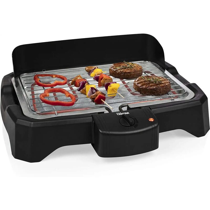 foto del prodotto tristar bq 2824 bbq barbecue elettrico da tavolo 2000 w nero bistecchiera grill