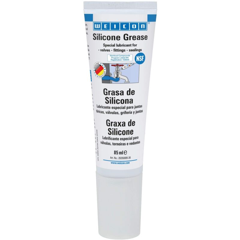 foto del prodotto 26350085 36 grasso di silicone 85 g, lubrificante per valvole, telai e guarnizioni, incolore weicon
