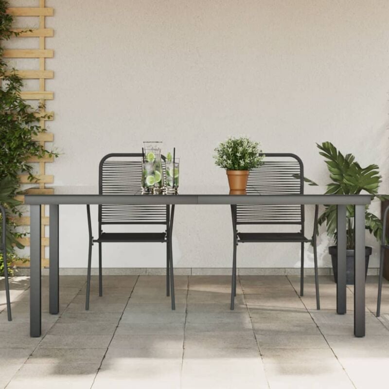 foto del prodotto vidaxl tavolo da giardino nero 190x90x74 cm in alluminio e vetro