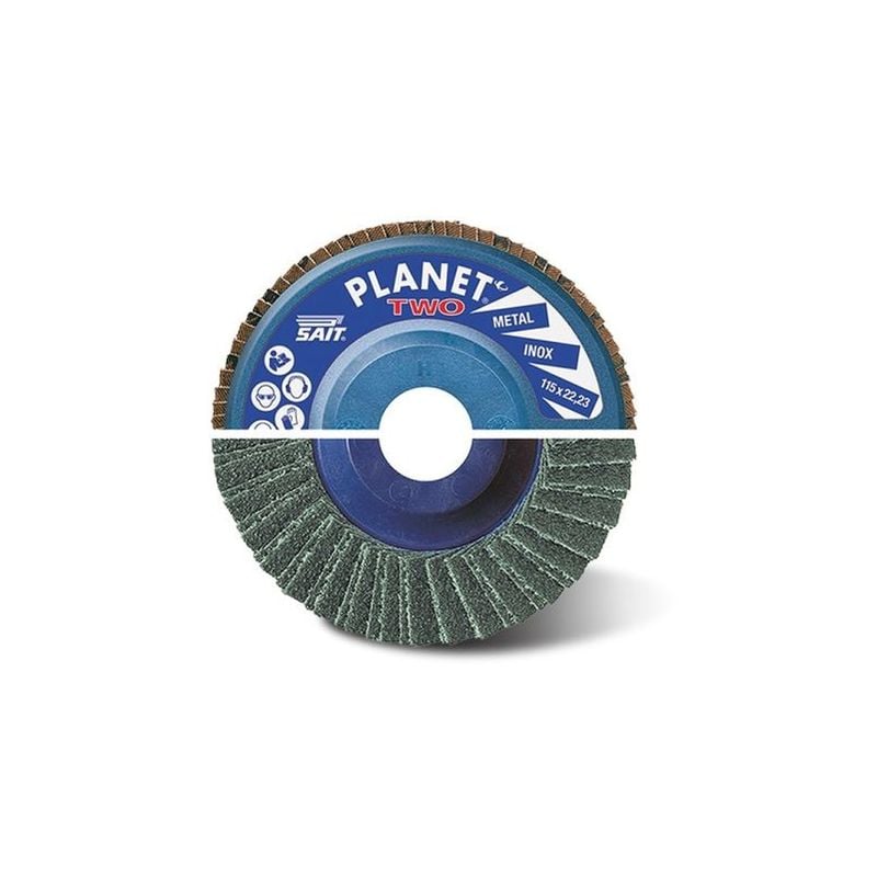 foto del prodotto planet two disco abrasivo piano per metalli 115 x 22,23 grana 80 sait