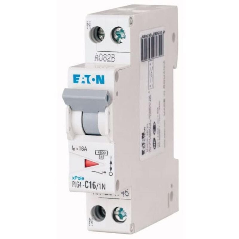 foto del prodotto 264746 plg4-c16 1n - disjontore modulaare ph n - bianco - manetta grigio - 1p n 16a - curva c - connessione a vite - eaton