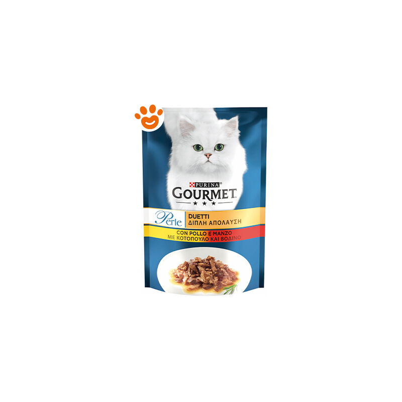 foto del prodotto purina cat gourmet perle duetti con pollo e manzo purina cat gourmet perle duetti con pollo e manzo bustina da 85 gr