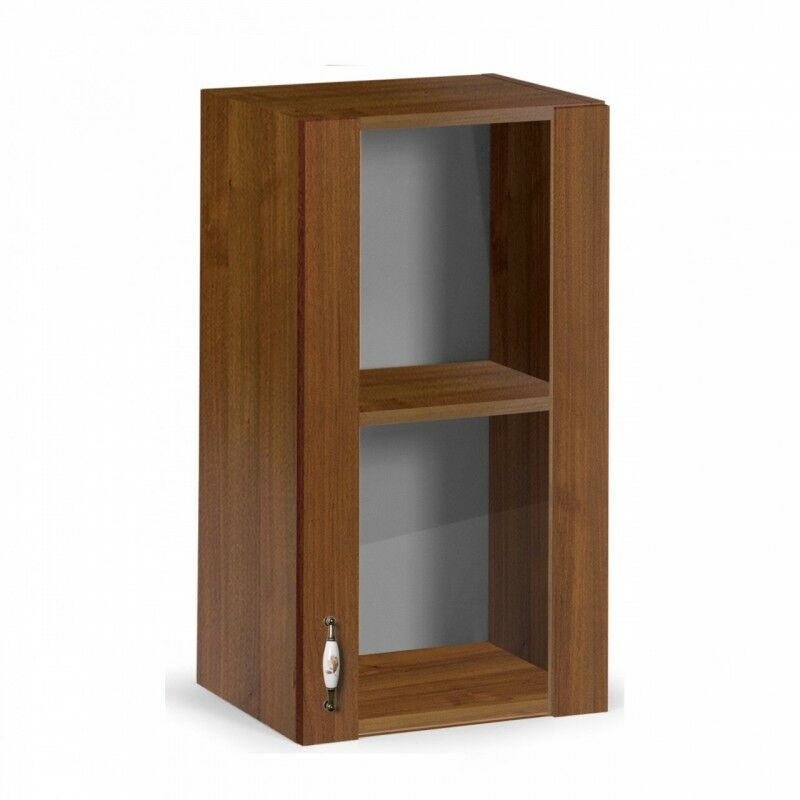 foto del prodotto argonauta pensile per cucina con 1 anta vetrina noce antico cm 40x32xh 72