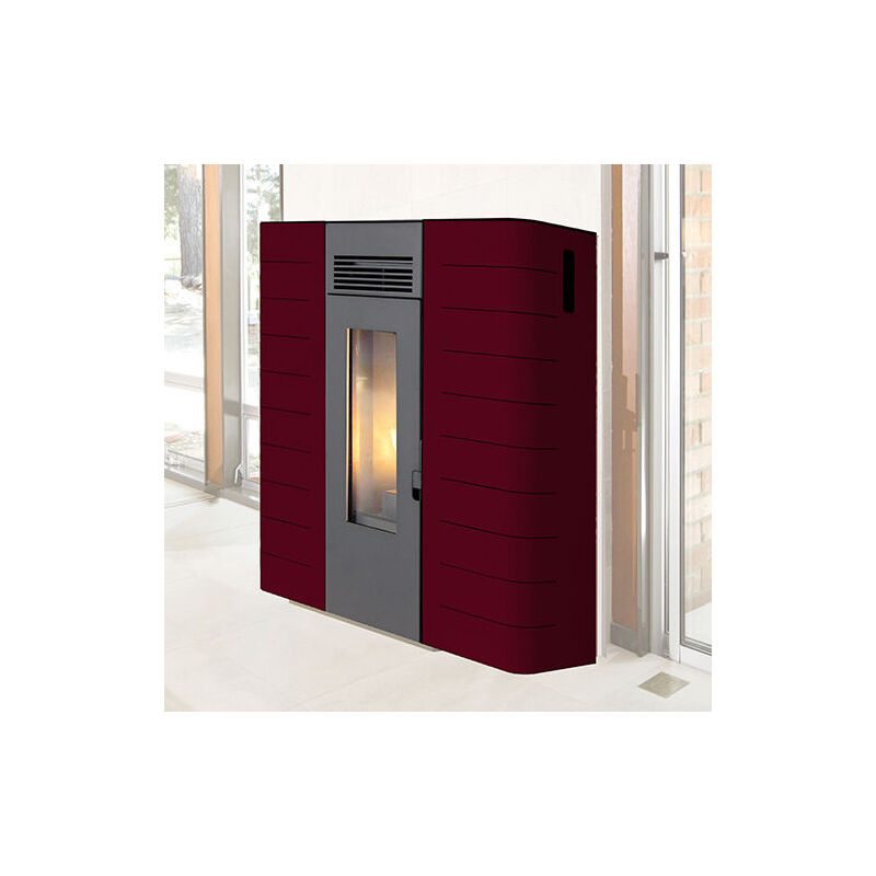 foto del prodotto capaldo termostufa stufa a pellet ad aria 16,1 kw 320 mc king idro slim 16 bordeaux