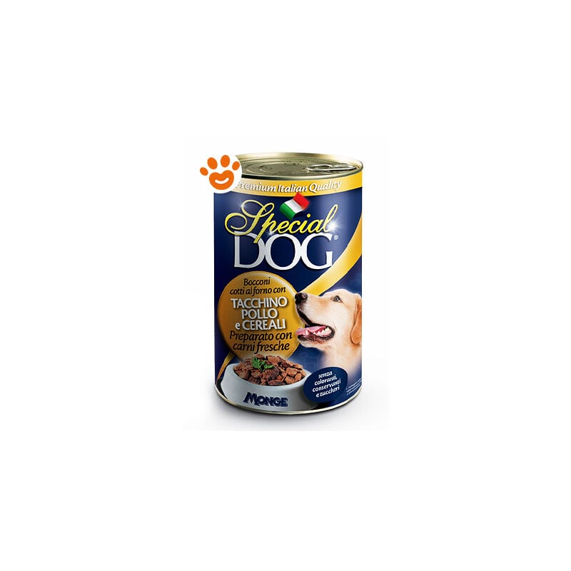 foto del prodotto special dog adult bocconi tacchino, pollo e cerali special dog adult bocconi tacchino, pollo e cerali lattina da 1275 gr monge