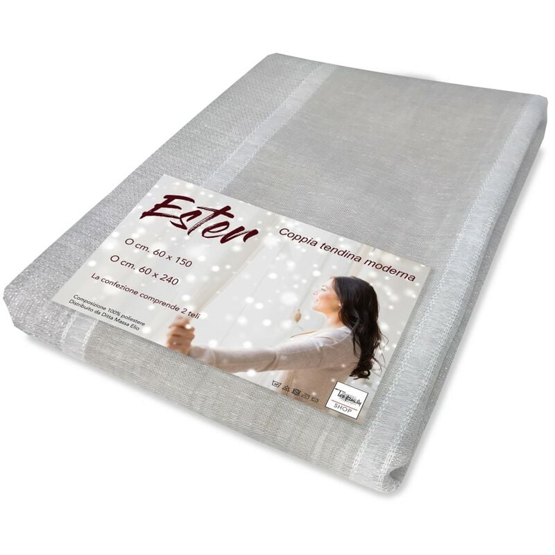 foto del prodotto tex family coppia tendina vetro ester beige larga cm. 60 coppia 2 teli cm. 60x150