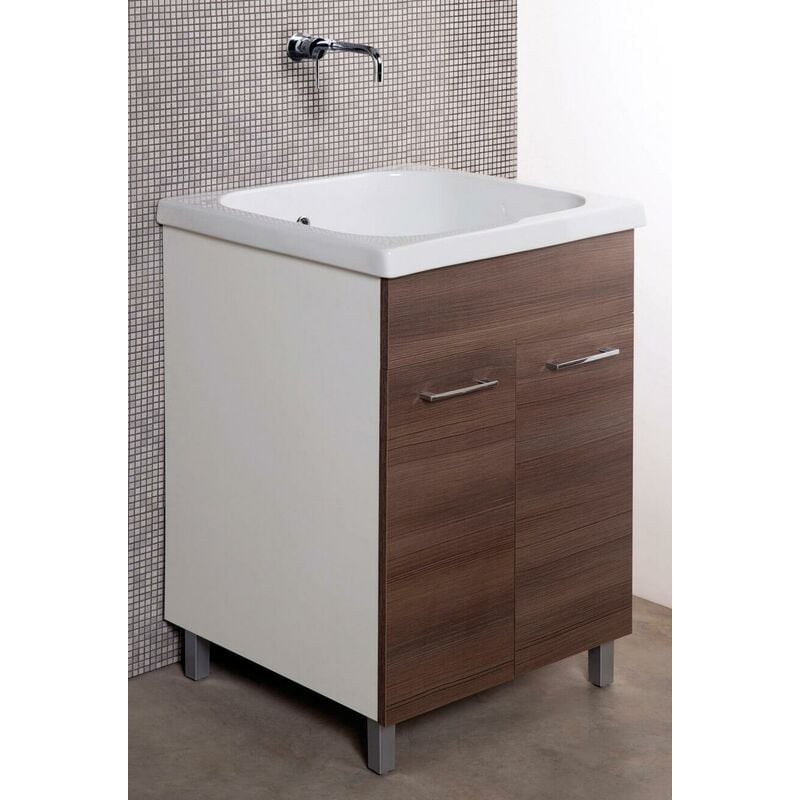 foto del prodotto mobile lavatoio in ceramica 60x60x88 cm 2 ante ambrosini marrone