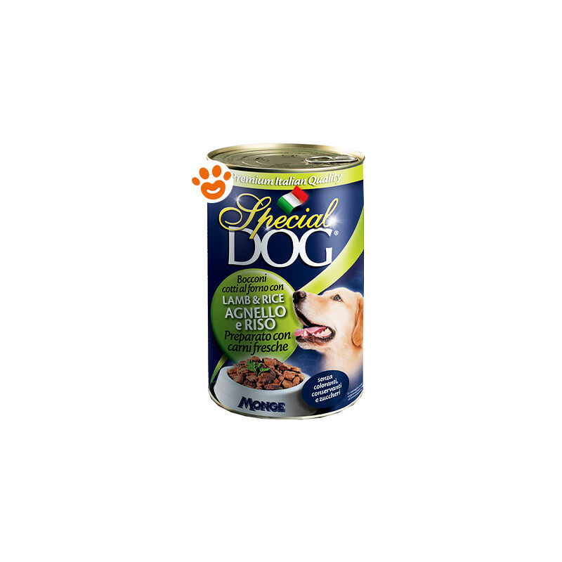 foto del prodotto special dog adult bocconi agnello e riso special dog adult bocconi agnello e riso lattina da 1275 gr monge