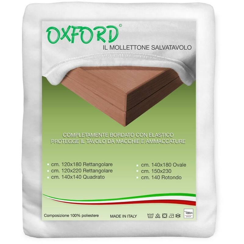 foto del prodotto tex family mollettone salvatavolo oxford sottotovaglia proteggi tavolo bianco cm. 120x180