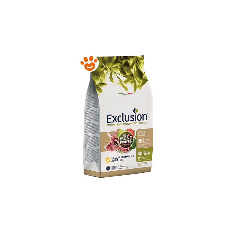 foto del prodotto exclusion dog mediterraneo monoproteico noble grain adult medium breed agnello dog mediterraneo monoproteico noble grain adult medium breed agnello