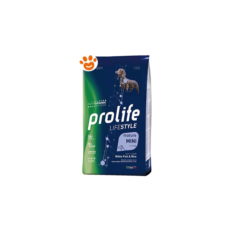foto del prodotto dog lifestyle mature adult mini pesce bianco e riso dog lifestyle mature adult mini pesce bianco e riso sacco da 2 kg prolife