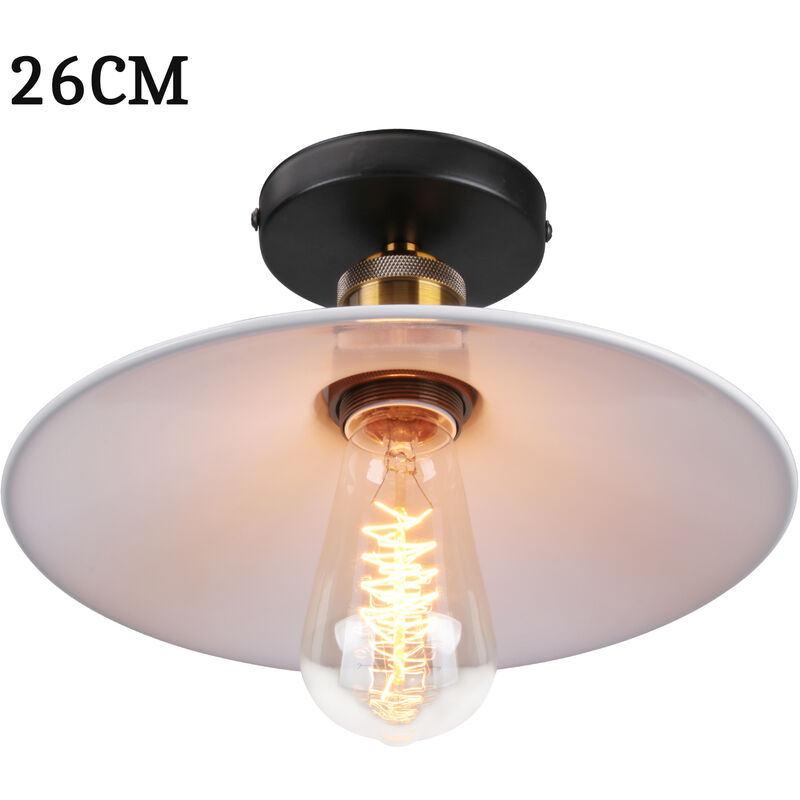foto del prodotto 26cm lampada da soffitto vintage retr e27 lampadario ferro forma di cappello per camera da letto scale soggiorno bianco