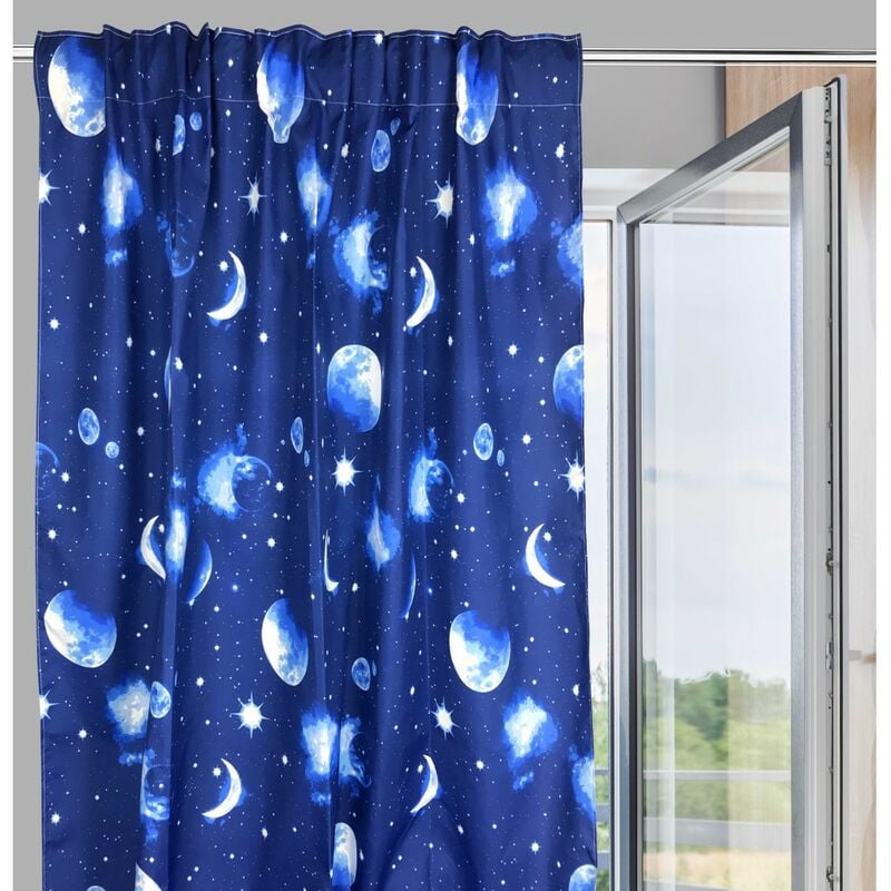 foto del prodotto tex family tenda moon luna lunare pianeti blu cm. 140x280 made in italy