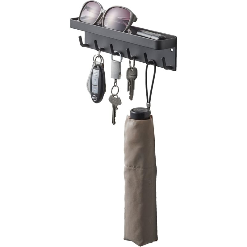 foto del prodotto 2755 smart gancio portachiavi magnetico con vassoio, nero, acciaio, minimalista, 24.5 x 4.5 x 6 cm - yamazaki