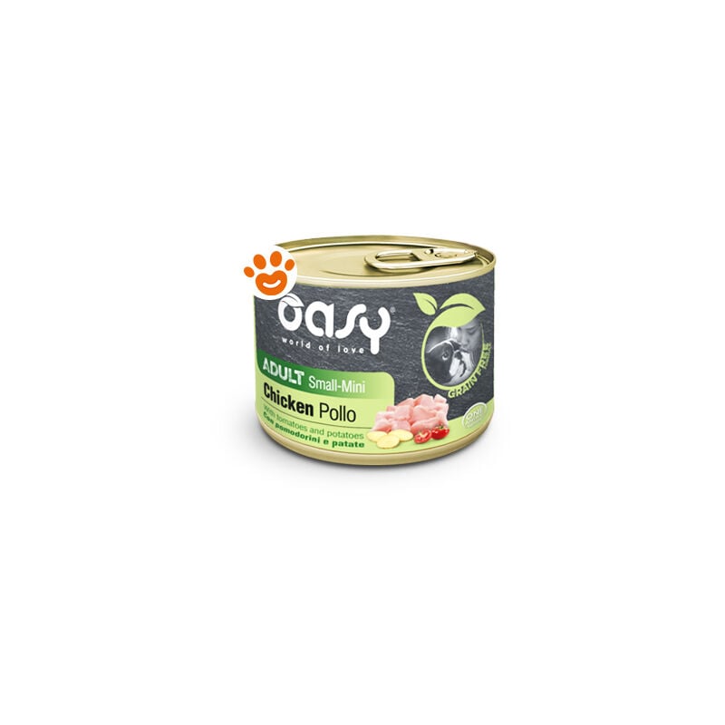 foto del prodotto dog grain free adult small mini pollo dog grain free adult small mini pollo lattina da 200 gr oasy