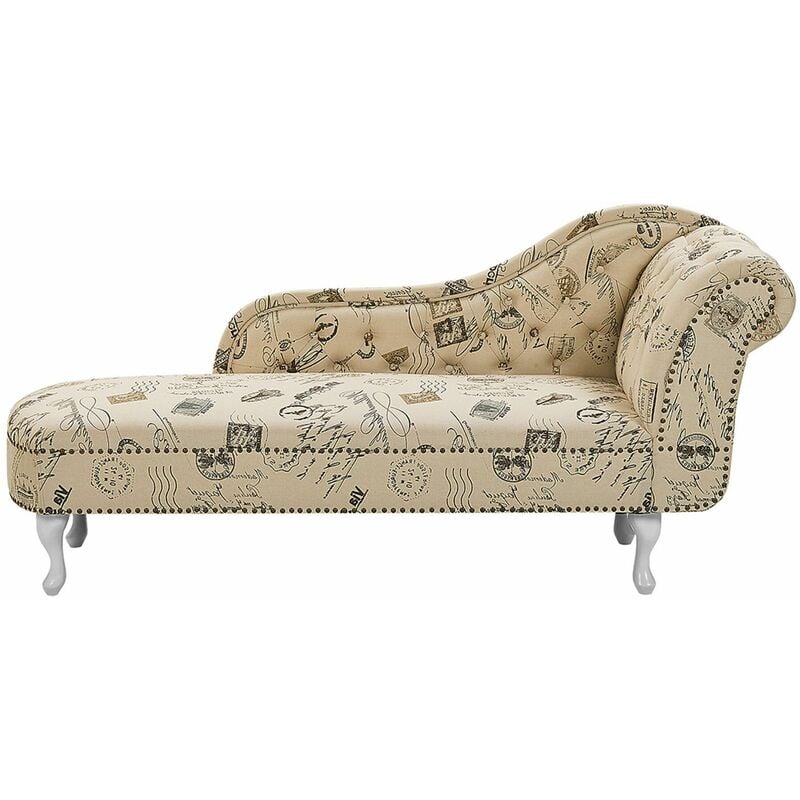 foto del prodotto beliani chaise longue beige con stampa versione destra stile chesterfield nimes