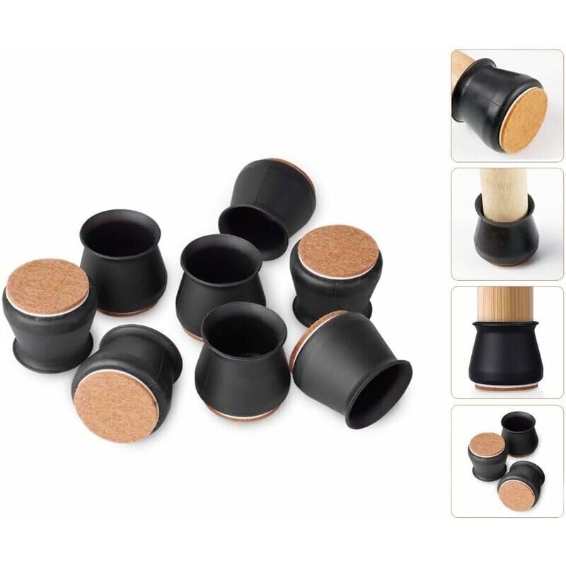 foto del prodotto 28 pezzi di protezioni per gambe di sedie in silicone, tappi per gambe di sedie in silicone, tappi per punte di sedie con cuscinetti in feltro