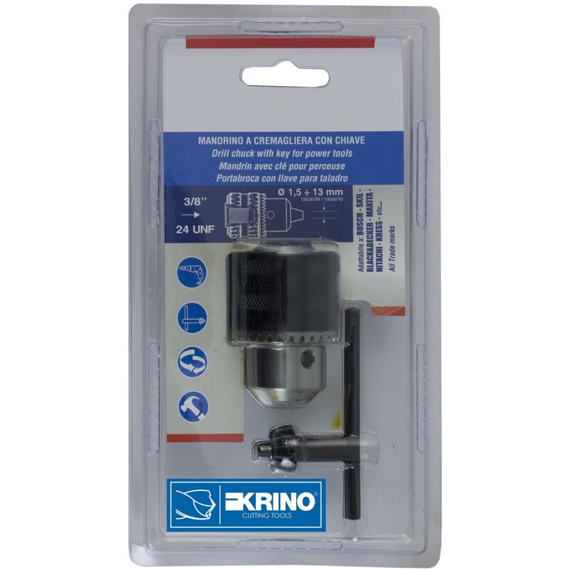 foto del prodotto 2800130 mandrino con chiave attacco 3 8x24 unf capacit 1,5 13mm, acciaio krino