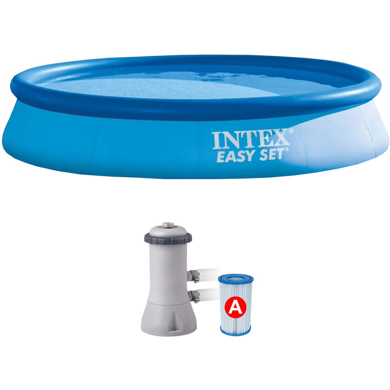 foto del prodotto 28132np piscina fuori terra easy set rotonda, pompa filtro 2006 l h, 5621 l, pvc, azzurro, 366x76 cm intex