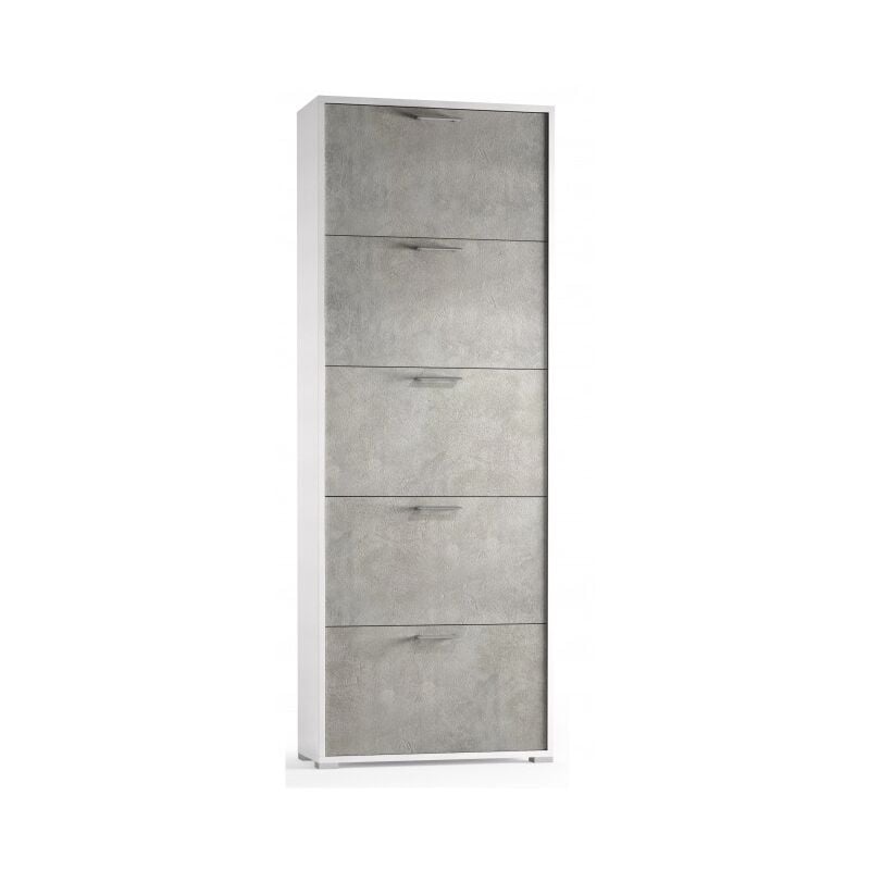 foto del prodotto scarpiera 184 cm bianco frassinato e cemento con cinque ante a ribalta dublino