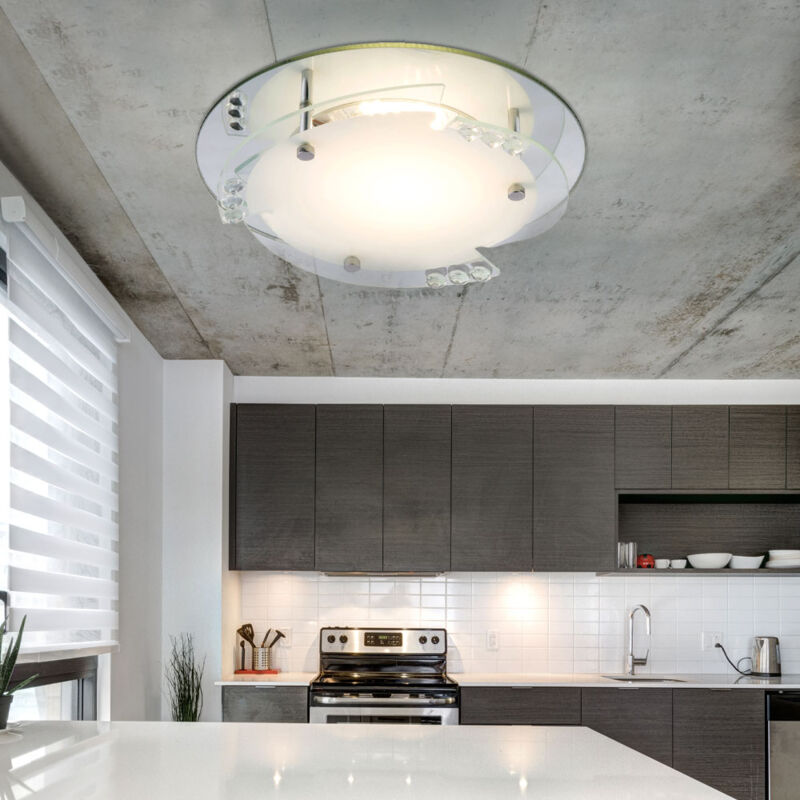 foto del prodotto globo plafoniera led cristallo plafoniera vetro bianco soggiorno luce bianca, 12w 680lm bianco caldo, dxh 25x9,5 cm