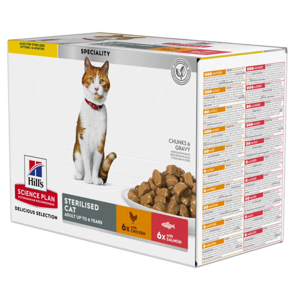 foto del prodotto hill s science plan adult sterilised tonno integrazione 12x85g hill s science plan young adult sterilised pollo salmone