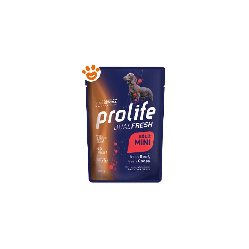 foto del prodotto dog dual fresh adult mini manzo e oca dog dual fresh adult mini manzo e oca bustina da 100 gr prolife